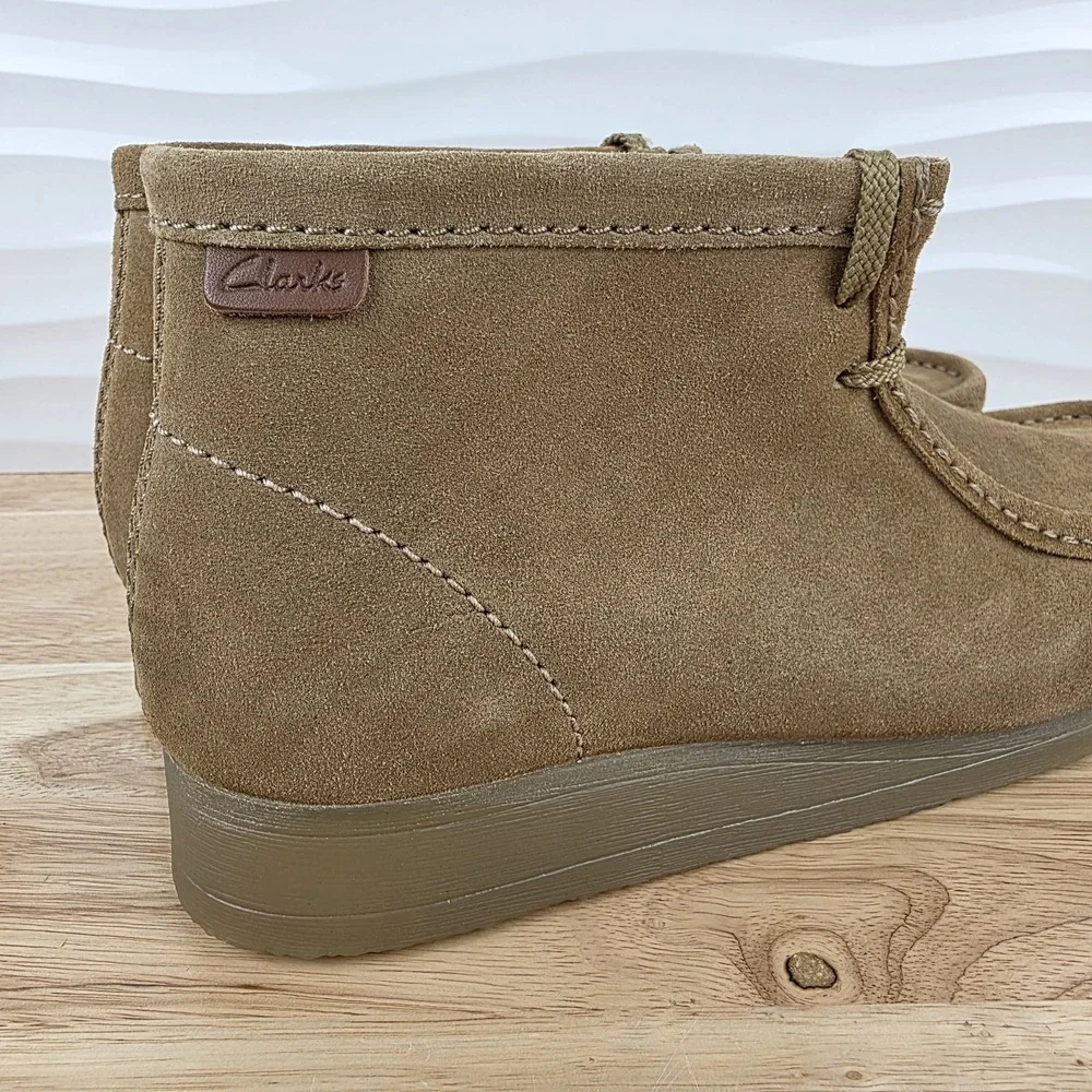 Clarks Wallaston Boots Mens Size 11 Sand Suede Wallabee Style Moc Toe Chukka